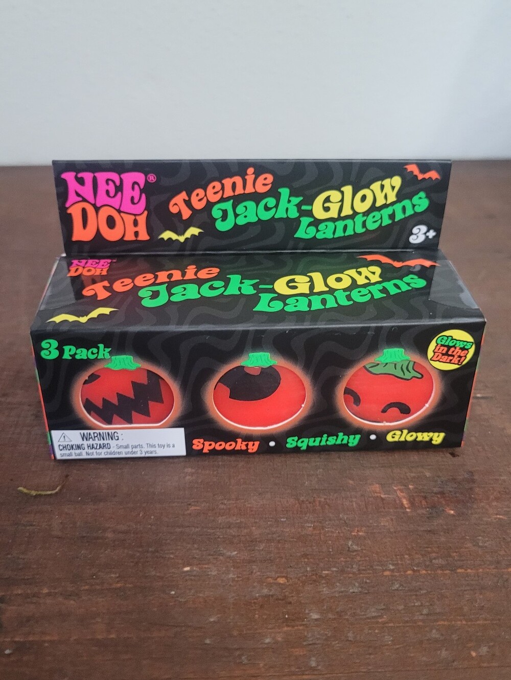 Halloween Needoh Teenie Jack-Glow Orange Lanterns - 3 Pack